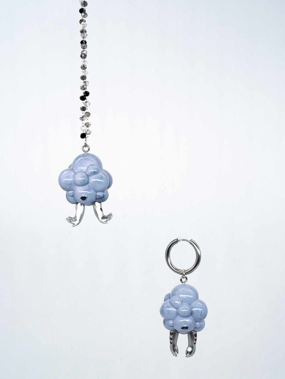 Clouds Head Double Faced Girl Jewelry Set, Whimsical Sky-themed Necklace and Earring, Unique Clouds Head Pendant with Earrings, Dreamy Double Faced Girl Accessories, Cute Clouds Character Jewelry Ensemble, Sky-inspired Fashion Statement Set, Fun Fantasy Necklace and Earring Collection, Double Faced Girl Pendant and Earring Combo, Creative Clouds Head Fashion, Adorable Sky-themed Jewelry,