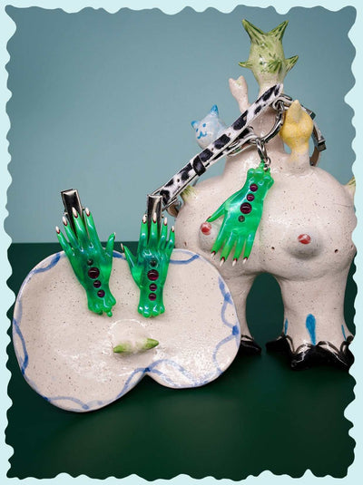 Hand Necklace, Earring & Hairclips - Green Fairy Goblin Collection