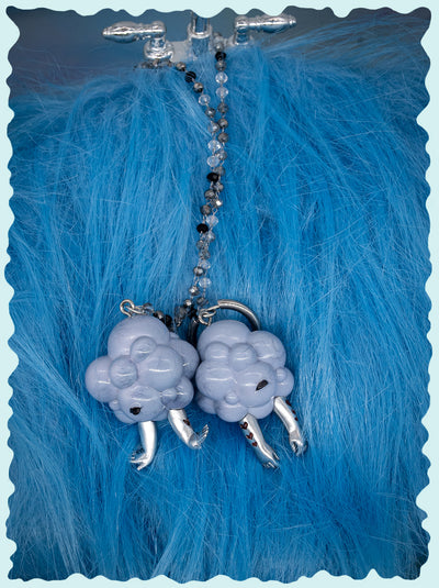 The clouds head double faced girl necklace & earring