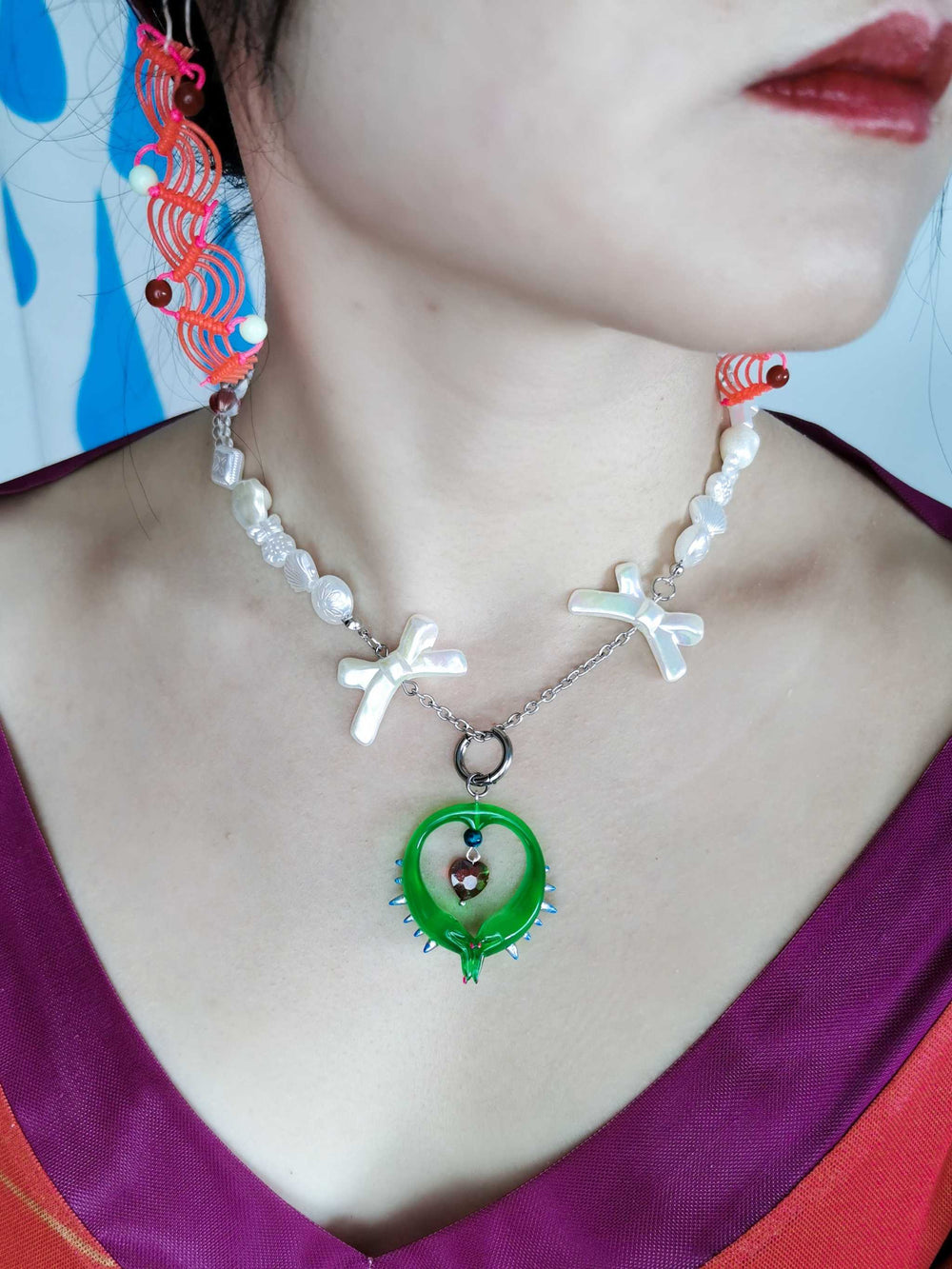 Jelly green jewelry set, Bad girl gesture necklace and earrings, Unique rebellious accessory, Whimsical jelly green adornments, Playful bad girl jewelry set Edgy gesture-themed necklace, Funky jelly green fashion accessories, Adorable bad girl-inspired jewelry, Quirky rebellious chic set, Trendy jelly green necklace and earring, Stylish bad girl gesture jewelry, Eye-catching jelly green bling set,