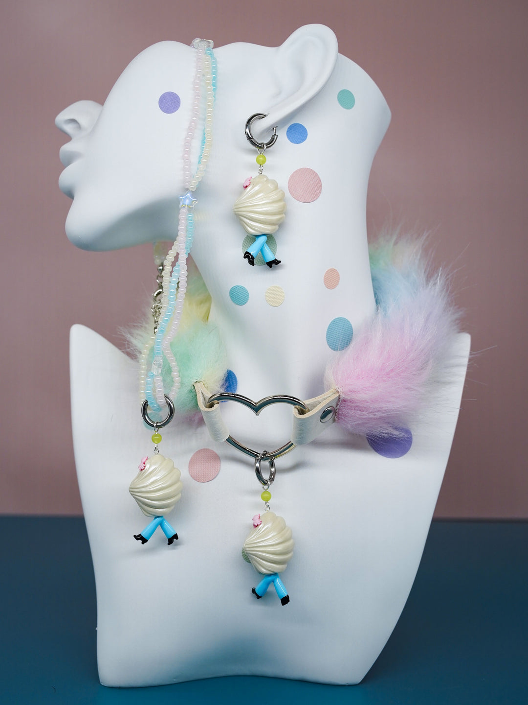 Mini necklace, Shy clam necklace,  Fairy pearl jewelry  Macaron color jewelry,  Necklace and earring set,  Mini clam pendant, Fairy pearl earrings,  Macaron-themed jewelrly,  Colorful jewelry set, Dainty necklace,
