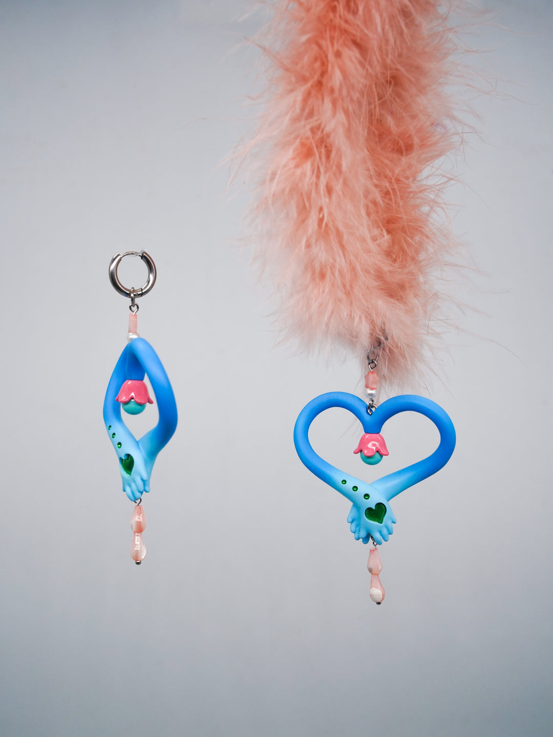 Blue & Pink witch's wand necklace & earring