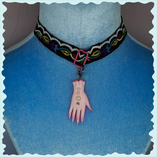 The pink fairy goblin hands earring, necklace & hairclips
