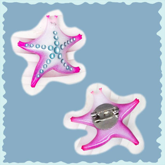 SeaStar cat hairclip and brooch in pearl color blocking and pink design.