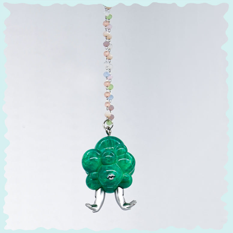 Broccoli Head Double Faced Girl Jewelry Set, Whimsical Vegetable-themed Necklace and Earring, Unique Broccoli Head Pendant with Earrings, Quirky Double Faced Girl Accessories, Cute Broccoli Character Jewelry Ensemble, Vegetarian Fashion Statement Set, Fun Foodie Necklace and Earring Collection, Double Faced Girl Pendant and Earring Combo, Creative Broccoli Head Fashion, Adorable Vegetable-inspired Jewelry,