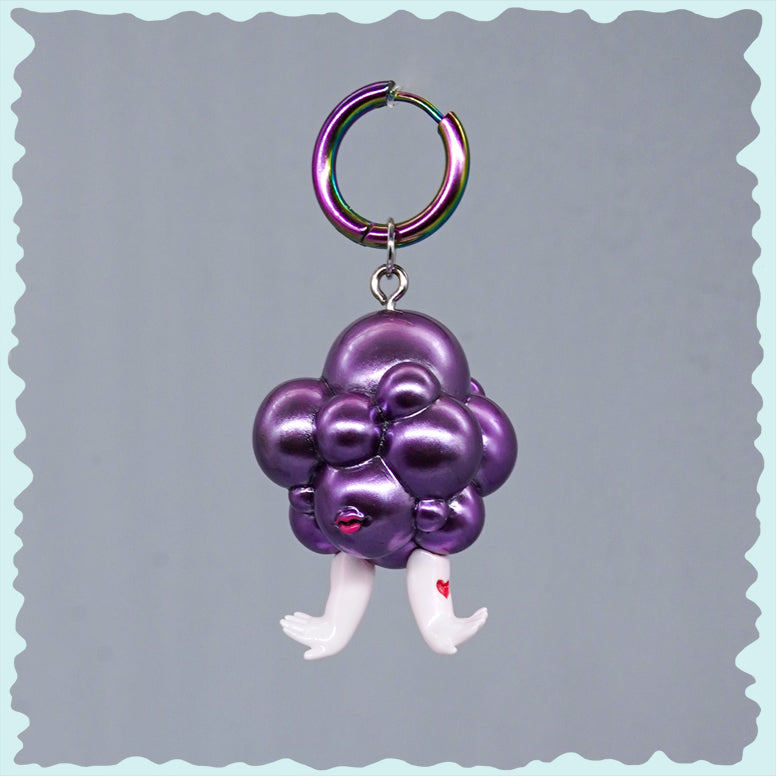 Grape Head Double Faced Girl Jewelry Set, Whimsical Fruit-themed Necklace and Earring, Unique Grape Head Pendant with Earrings, Quirky Double Faced Girl Accessories, Cute Grape Character Jewelry Ensemble, Fruit-inspired Fashion Statement Set, Fun Grape Head Necklace and Earring Collection, Double Faced Girl Pendant and Earring Combo, Creative Grape Head Fashion, Adorable Fruit-themed Jewelry,