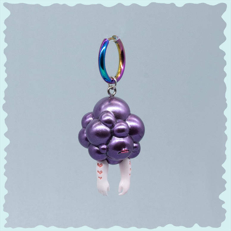 The grape head double faced girl necklace & earring